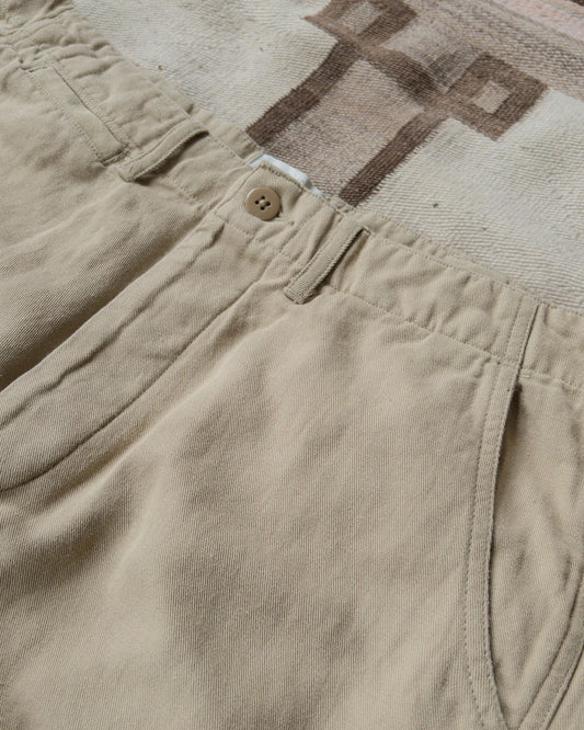 Wythe Flat Front Cotton Linen Twill Chino - Camp Khaki