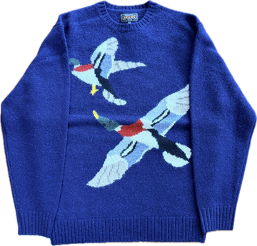 Beams Plus Mallard Duck Intarsia Crew Sweater - Indigo