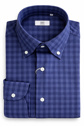 100 Hands Check Cotton Shirt - Indigo