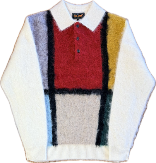 Beams Plus Shaggy Mohair Polo – Mondrian Color Block