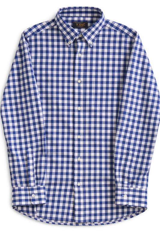 Beams Plus Button-Down Flannel Check Shirt – Navy/White