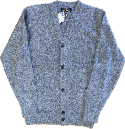 Beams Plus Shaggy Mohair Cardigan – Mid Grey