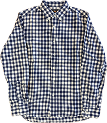 Beams Plus Button-Down Flannel Check Shirt – Navy/White