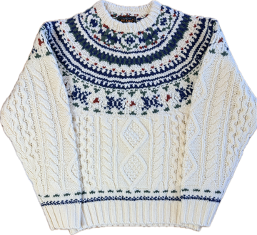Beams Plus Fair Isle Shetland Crewneck Sweater – Natural Wool