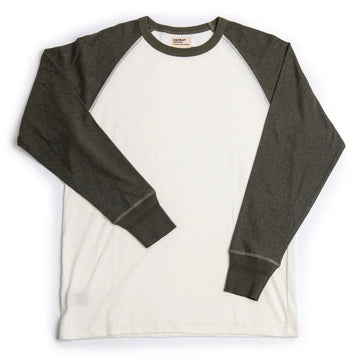 Heimat Textil Contrast Raglan Tee - Seashell/Military Green