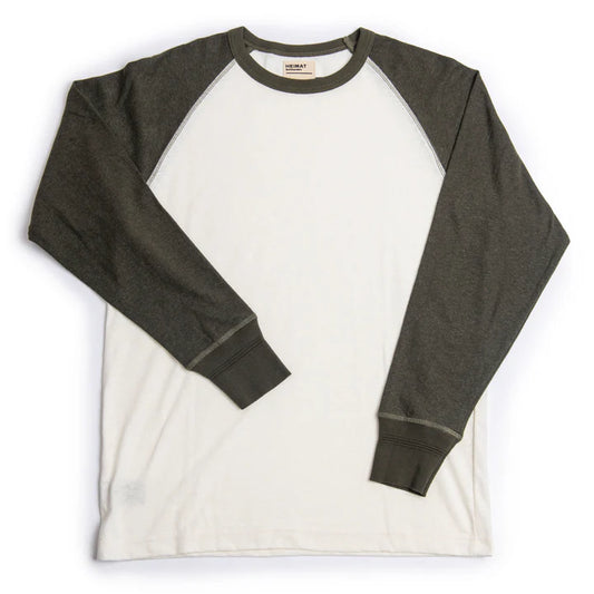Heimat Textil Contrast Raglan Tee - Seashell/Military Green
