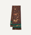 Drake's Unicorn Print Tubular Silk Tasseled Scarf - Brown