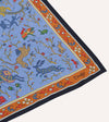 Drake's Animals and Flowers Print Silk Bandana - Blue