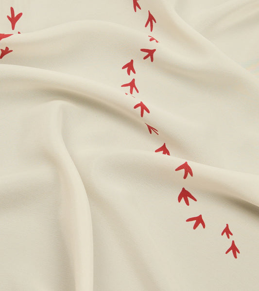 Drake's Oyster Catcher Print Silk Bandana - Ecru