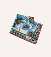 Drake's Fish Print Silk Pocket Square - Ecru