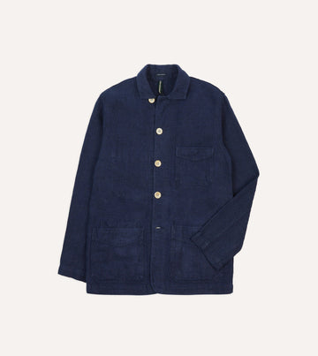 Drake's Linen Five-Pocket Chore Jacket - Navy