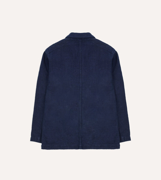 Drake's Linen Five-Pocket Chore Jacket - Navy