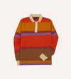 Drake's Linen Cotton Knitted Rugby Shirt - Orange/Brown/Purple
