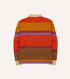 Drake's Linen Cotton Knitted Rugby Shirt - Orange/Brown/Purple