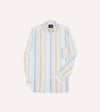 Drake's Stripe Cotton Oxford Cloth Button-Down Shirt - Yellow, Pink and Blue