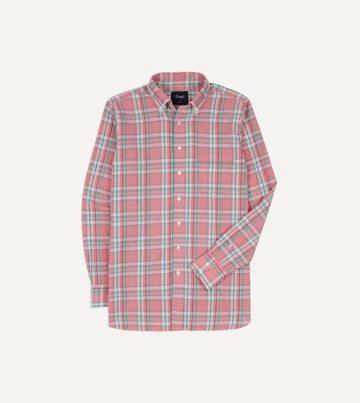 Drake's Madras Check Cotton Button-Down Shirt - Pink/Green