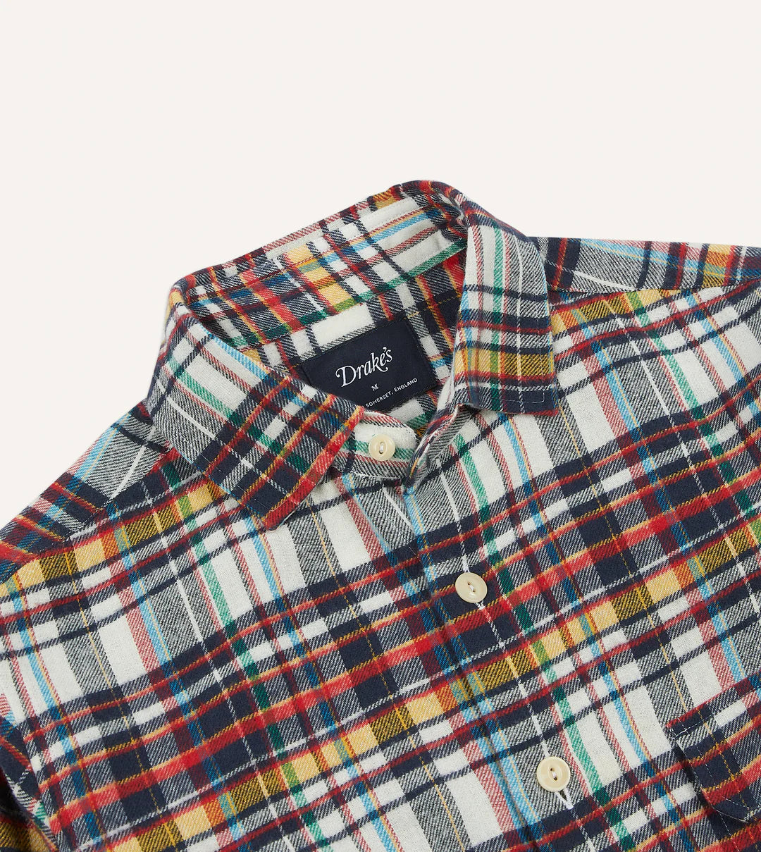 Drake's Check Brushed Cotton Two-Pocket Work Shirt - Multi – claymoreshop