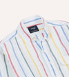 Drake's Primary Stripe Linen Spread Collar Shirt - Multi