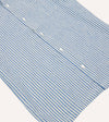 Drake's Stripe Cotton-Linen Camp Collar Short Sleeve Shirt - Blue
