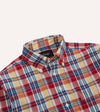 Drake's Madras Check Cotton Button-Down Popover Shirt - Red and Yellow