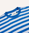 Drake's Lightweight Cotton Crew Neck Hiking T-Shirt - Blue and White