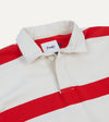 Drake's Stripe Cotton Rugby Shirt - White and Red