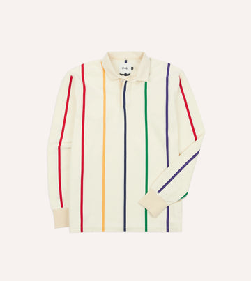 Drake's Primary Vertical Stripe Cotton Rugby Shirt - Multi