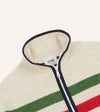 Drake's Stripe Boucle Wool Zip Fleece Jacket - Ecru