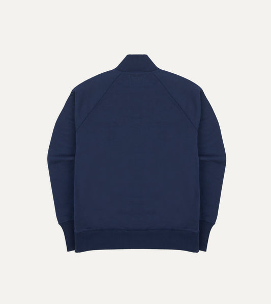 Drake's Cotton Quarter Zip Sweater - Navy