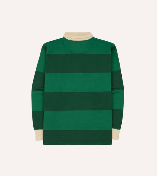 Drake's Block Stripe Cotton Quarter Zip Rigby - Green