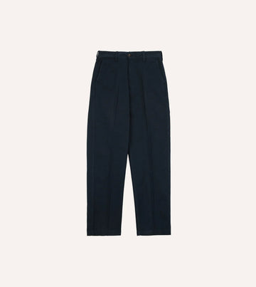 Drake's Cotton Flat Front Chino - Navy