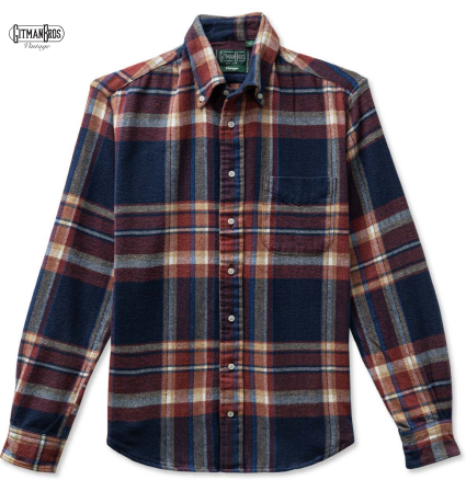 Gitman Vintage Brushed Winter Madras - Rose/Navy