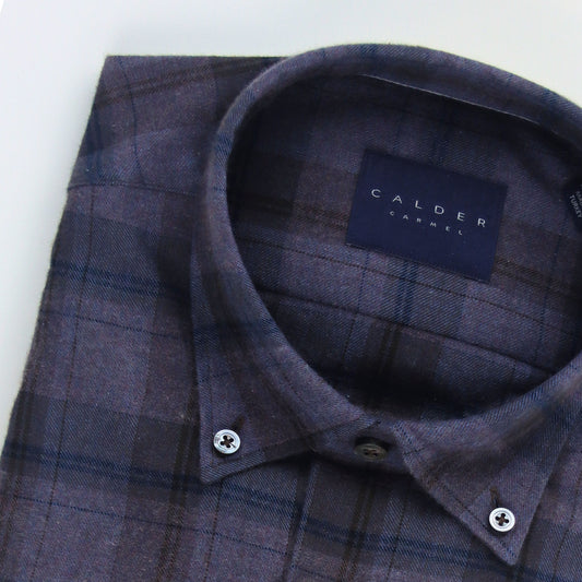 Calder Carmel Brushed Flannel Plaid Sport Shirt Chocolate