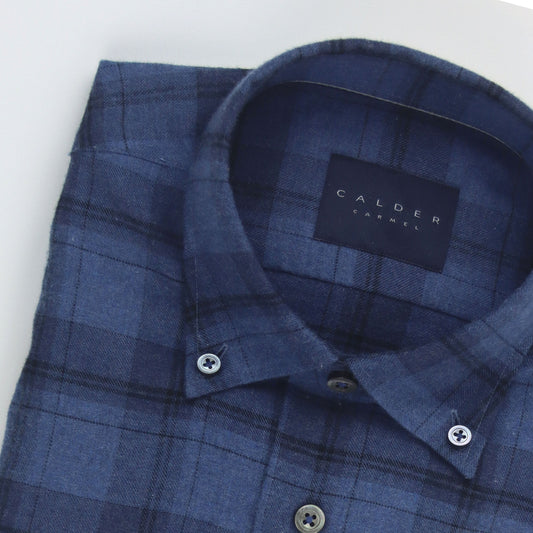 Calder Carmel Brushed Flannel Plaid Sport Shirt Indigo