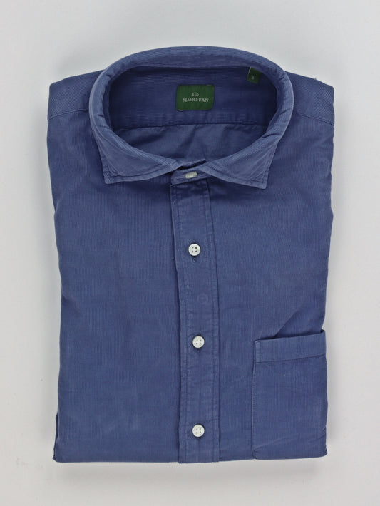 Sid Mashburn Corduroy Spread Collar Sport Shirt - Cobalt