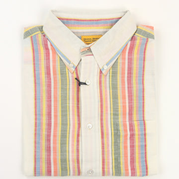 Original Madras Trading Company Stripe Madras Button Down Shirt - Multi