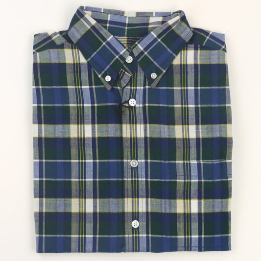 Original Madras Trading Company Madras Button Down Shirt - Blue/Green