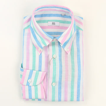 100 Hands Linen Stripe Shirt - Pink Blue Green