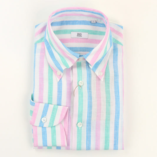 100 Hands Linen Stripe Shirt - Pink Blue Green