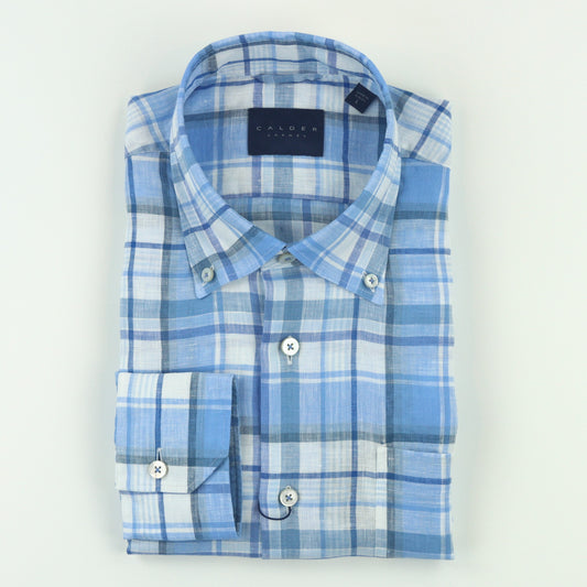 Calder Carmel Plaid Weave Plaid Shirt - Blue