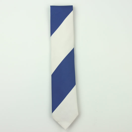 Seaward & Stearn Block Stripe Silk Necktie - Blue/White