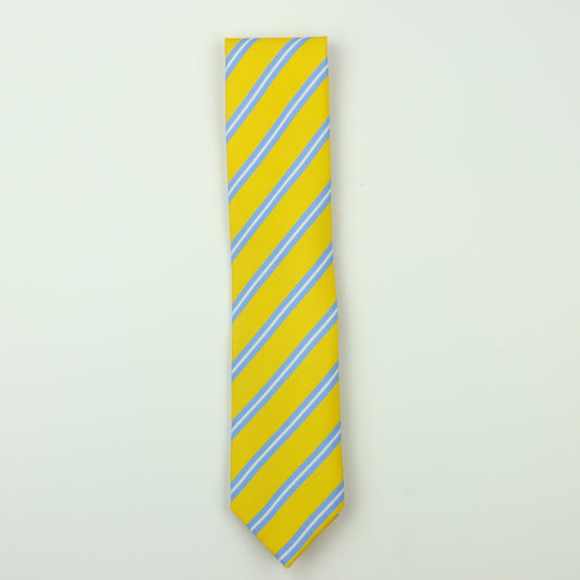 Seaward & Stearn Repp Stripe Silk Necktie - Yellow/Sky