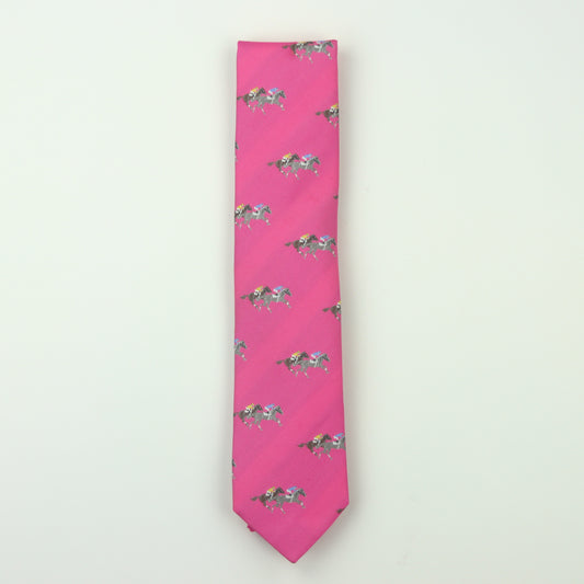 Seaward & Stearn Racing Horse Silk Necktie - Bubblegum Pink