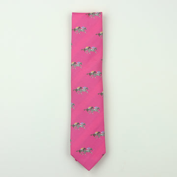 Seaward & Stearn Racing Horse Silk Necktie - Bubblegum Pink