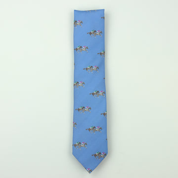 Seaward & Stearn Racing Horse Silk Necktie - Sky Blue