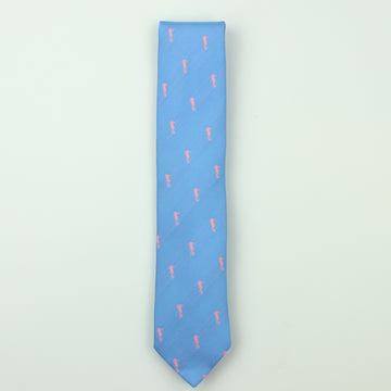 Seaward & Stearn Seahorse Silk Necktie - Sky/Bubblegum