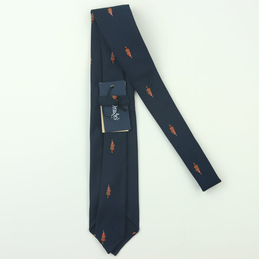 Drake's Beefeater Silk Hand Rolled Necktie - Navy