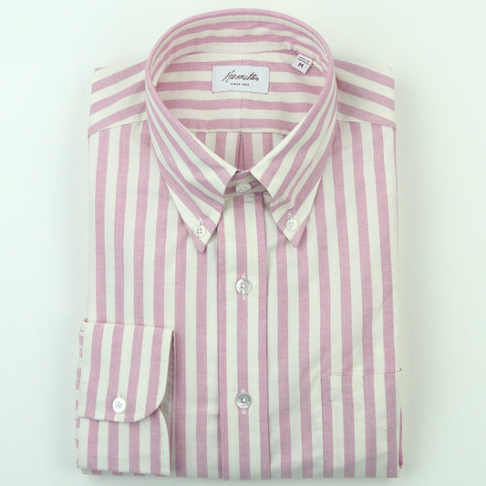 Hamilton Oxford Cloth Bengal Stripe Sport Shirt - Rose