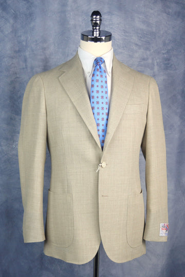 Ring Jacket Wool Basketweave Balloon Sport Jacket - Beige