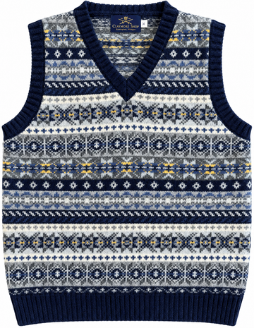 Claymore Shop Shetland Fair Isle Sweater Vest - Navy